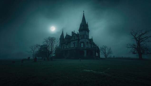 Old haunted abandoned house with weathered facade, emphasizing decay and neglect for preservation awareness - Powered by Adobe
