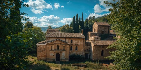 Abandoned ghost town in Canale Monterano with weathered stone structures, urban decay, preservation issues, Lazio Italy