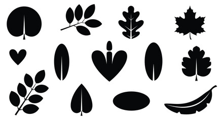 Fototapeta premium Elegant black leaf silhouettes create striking nature designs easily