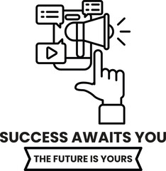 A hand pointing to a camera with a large speaker in the background