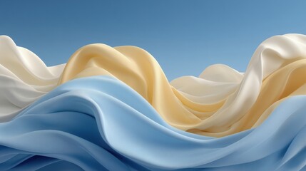 Fototapeta premium Abstract wallpaper created from Blue 3D Undulating lines. Colorful 3D Render with copy-space.