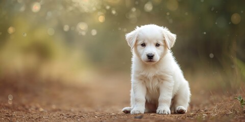Portrait of a cute puppy dog, emphasizing focus and innocence in a close-up shot
