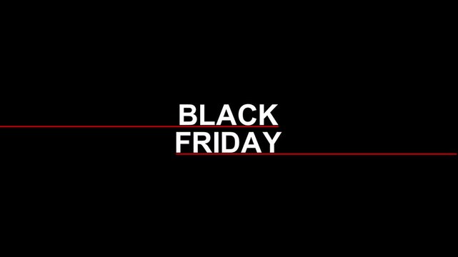 Black friday text with line moving animation on black background. "Black Friday" for promotion.