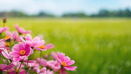 Obraz premium Cosmos flowers in bloom, seasonal floral display for garden decoration