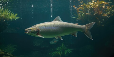 Masu salmon Oncorhynchus masou masou in controlled environment at Kushiro Marsh Observatory, focusing on habitat preservation