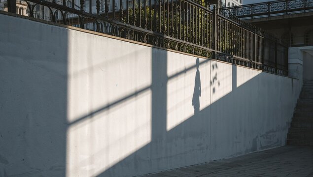 Shadow cast on a wall, revealing patterns and shapes, potential for creative design use