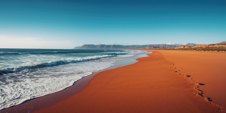 Playa Roja beach in Paracas National Reserve, coast with water and sky, highlighting natural landscape and travel scenery
