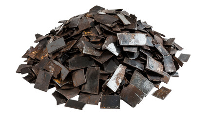 pile of rusty metal trash parts isolated on white or transparent png