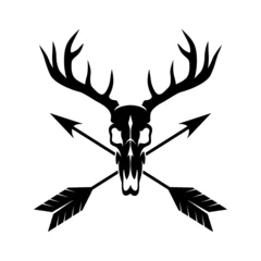 Fototapete Hipster Tiere deer skull and arrow silhouette vector logo  © joko