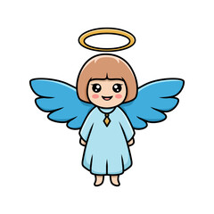 cute cartoon angel logo vector