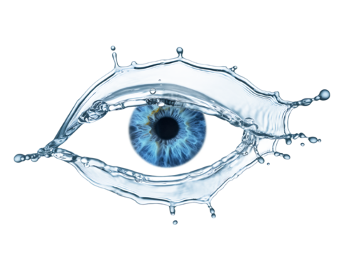 Blue Eye Splash Concept with Liquid Water Shape