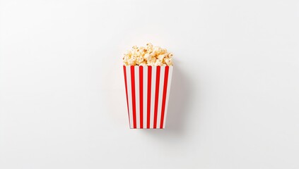 Striped popcorn box on a white surface, suitable for movie nights