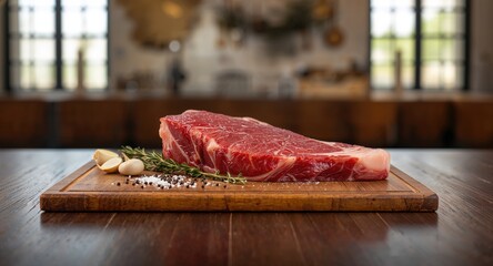 Cattle meat prepared for roasting, emphasizing food safety and proper handling practices