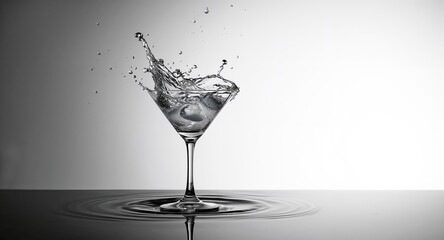 A splash of alcohol in a glass emphasizing mixing technique, focusing on beverage preparation, World Alcohol Awareness Day