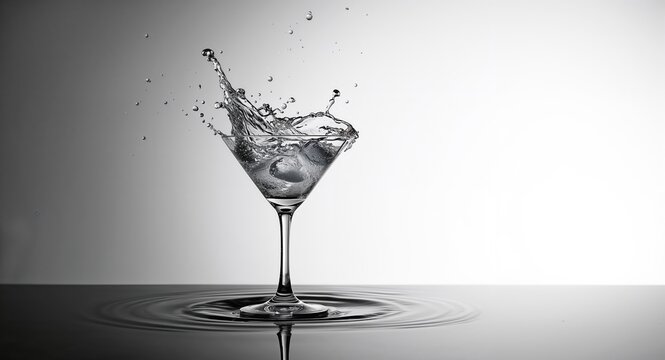 A splash of alcohol in a glass emphasizing mixing technique, focusing on beverage preparation, World Alcohol Awareness Day