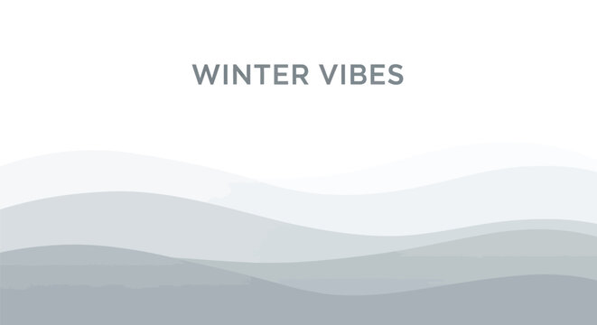 Abstract winter landscape with rolling hills and the text winter vibes in a minimalist style