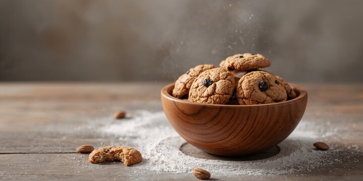 Oat cookies with raisins served in a bowl, highlighting snack and breakfast options, World Food Day