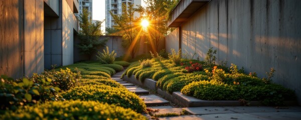 Urban Garden with Sunlight