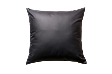 Pillow, dark gray square with soft folds and subtle sheen, cutout, PNG isolated on white or transparent background