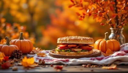 Autumn Sandwich with Pumpkins
