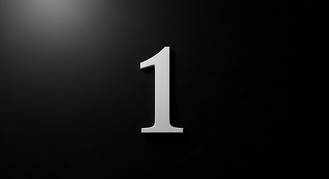 Number One Digit on Black Background with Spotlight Effect