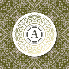 Ornamental Floral Pattern with Vintage Luxury Logo in Circle Shape Design