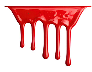 Crimson liquid drips gracefully against a stark black background, forming distinct trails