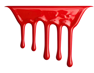 Crimson liquid drips gracefully against a stark black background, forming distinct trails
