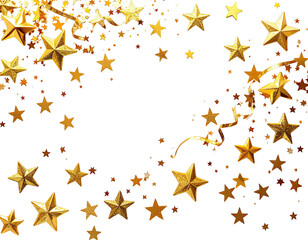 Golden stars and ribbons on a black backdrop, creating a festive celebratory frame