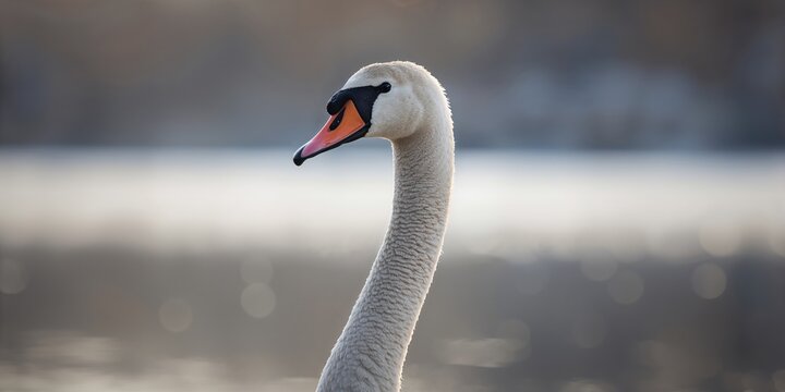 Juvenile mute swan headshot, emphasizing natural feather textures and youthful plumage patterns
