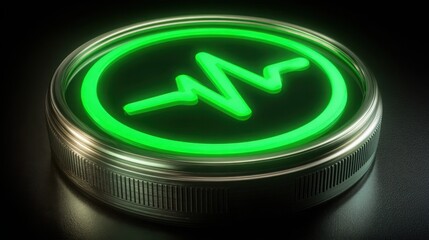 Green illuminated button on a modern interface indicating advanced ai sentiment analysis capabilities