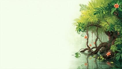 Lush green swamp canopy with water and trees, emphasizing natural wetland preservation