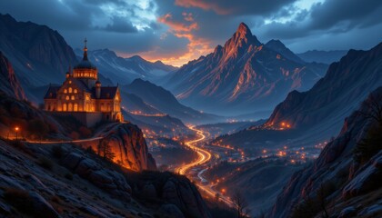 Mountain Valley Castle at Dusk