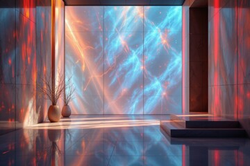Abstract Light Installation in Modern Interior
