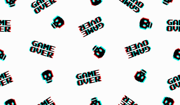 Fototapeta Cute game over pattern background vector design