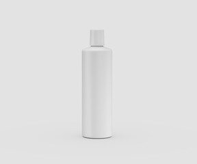 Blank white cosmetic shampoo bottle mockup for branding and product presentation. 3d illustration