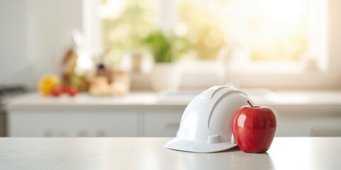 Nuclear symbol and farmers in field, emphasizing radiation safety practices in agriculture