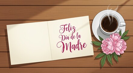 Vector Flat-Lay of Open Letter Card with Floral Details