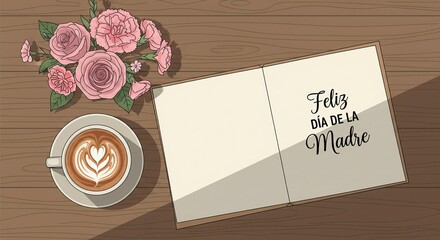 Elegant &ldquo;Feliz D&iacute;a de la Madre&rdquo; Card on Wooden Table