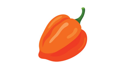 Vibrant orange scotch bonnet pepper illustration against a pure white background emphasizing its distinct shape and texture