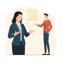 Obraz premium Businesswoman and businessman discussing work, professional interaction