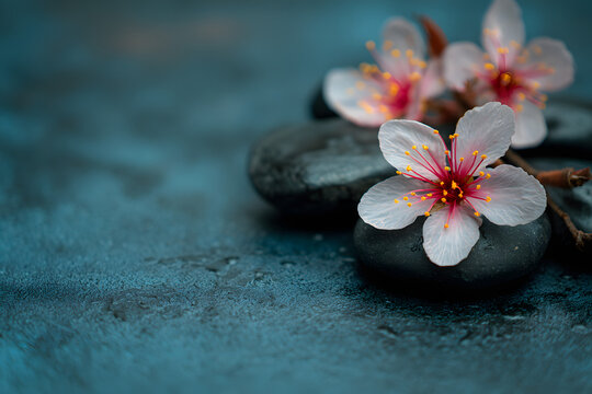 flower on a stone, background