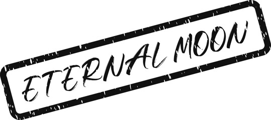 A distressed black rubber stamp displaying the text ETERNAL MOON evokes celestial wonder and mystery