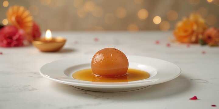 Gulab jamun, milk-based sweet dish served during celebrations, emphasizing its rich color and traditional preparation