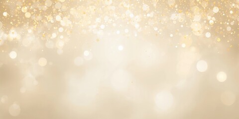 Cream background with elegant gold bokeh particles, suitable for text and graphic layout design, neutral background for visual content