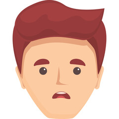 Cartoon Face Of A Man With Red Hair Open Mouth Showing Surprise Emotion Transparent Background Detailed Illustration