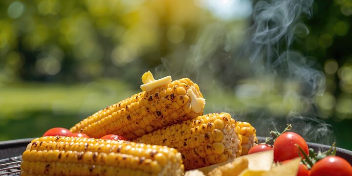 Wicker basket filled with fresh onion bulbs, leeks, and garlic on a light blue wooden table, suitable for culinary preparation