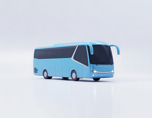 Front view of blue bus public transport service
