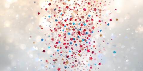Shiny multi-colored star-shaped confetti scattered across a surface, suitable for festive event decoration