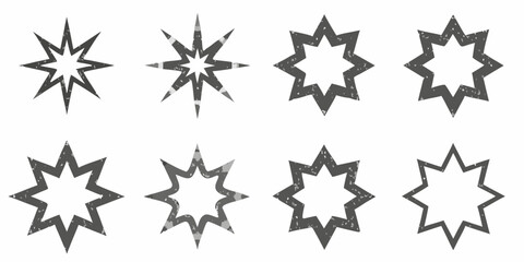 Obraz premium Grunge starburst shapes collection with varying point numbers on white background
